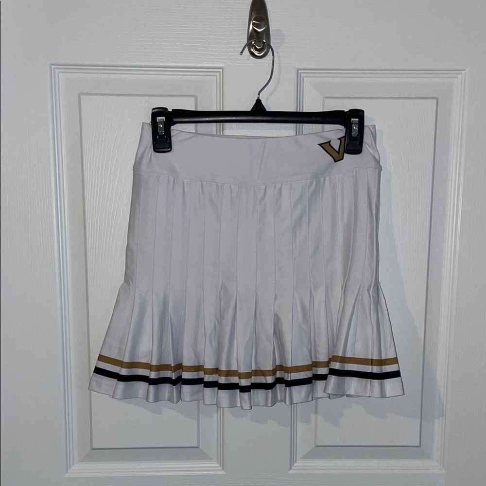 White and Gold Pleated Women's Skirt